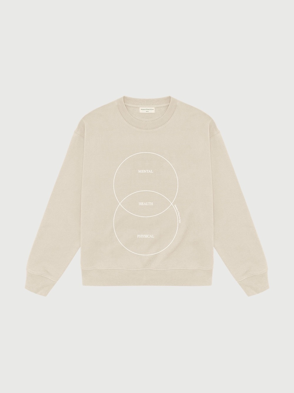 Museum Of Peace & Quiet NWT Heather Crewneck Taupe Unisex Ribbed Trim Oversized